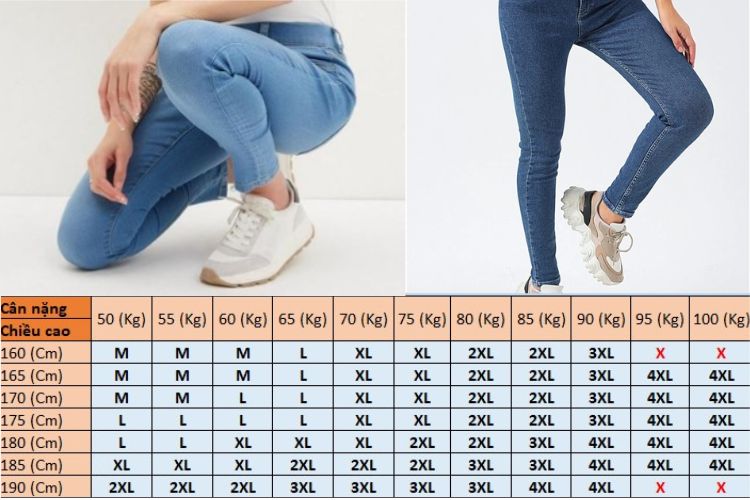bảng quần tây cho nữ